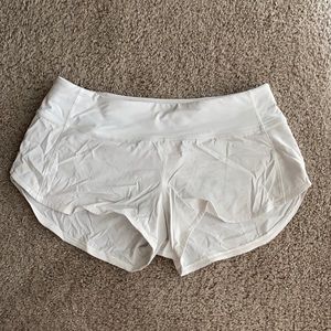 White Lululemon Speed Up Short. Size 6 Regular. Barely worn, still has tag
